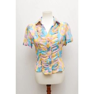 Rampage womens blouse pink yellow M